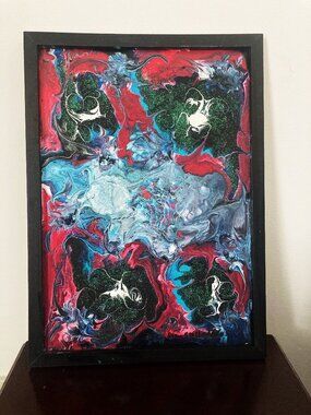 Original Multi-Media Acrylic Pouring Painting, "It is what it is", signed 15x12
